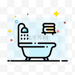简洁装修浴缸mbe风格插画