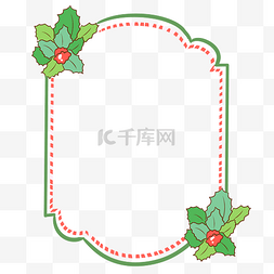 圣诞树叶线条图片_创意圣诞节绿色边框