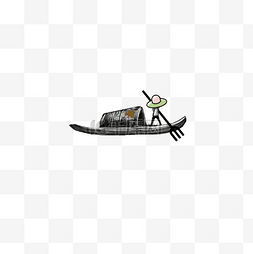 一叶孤舟划船人物装饰图