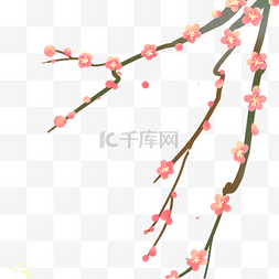 新鲜桃花素材图片_卡通花朵和枝叶免抠图