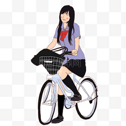 少女清纯图片_自行车少女
