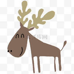 扁平儿童可爱鹿图片_矢量扁平儿童画可爱驯鹿