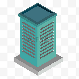 高高的建筑图片_蓝色的立体建筑免抠图