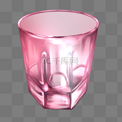 玻璃水杯透明图片_粉色玻璃水杯插画