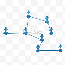 优秀人脉图片_蓝色3D小人人脉图