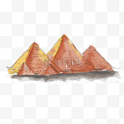 金字塔建筑图片_黄色的金字塔水彩建筑