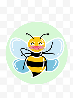 蜜蜂插画图片_黄色圆弧蜜蜂昆虫元素