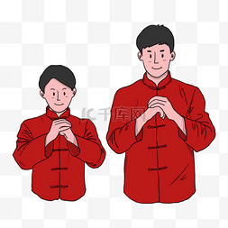 红色中式婚礼素材图片_婚礼季身穿中式礼服情侣拱手祝贺