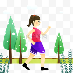跑步健身的小女孩