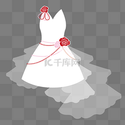 免抠白色婚纱图片_服装元素矢量红玫瑰白色纱裙伴娘