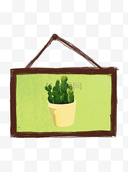 彩绘植物图案图片_彩绘仙人掌绿色植物盆栽元素