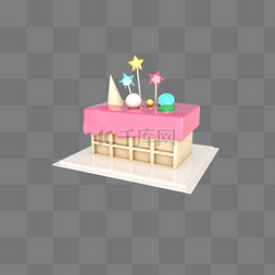 生日蛋糕奶油图片_C4D立体华夫饼蛋糕胚生日蛋糕