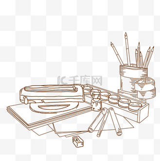线描文具手绘
