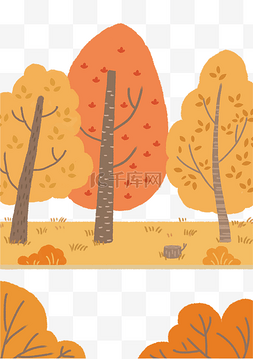 黄树叶子图片_手绘秋天的树下载