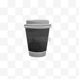 手绘热咖啡杯图片_浅灰色纸质质感咖啡杯