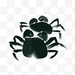 黑色水墨螃蟹插画