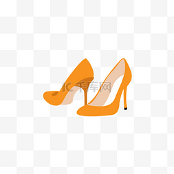 时尚单品手绘图片_橙色高跟鞋女鞋时尚元素