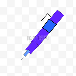 蓝色手绘针管笔元素