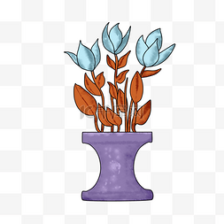 紫色花盆盆栽插画