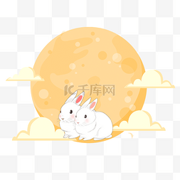 贴条小广告图片_彩绘中秋节月亮玉兔
