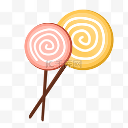 棒棒糖零食图片_手绘两根棒棒糖插画