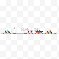 小轿车素材图片_手绘交通分割线插画