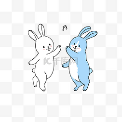 可爱卡通跳舞的兔子
