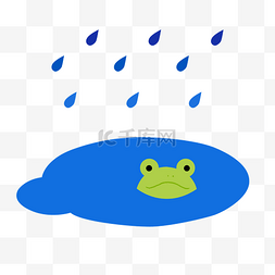 雨天卡通海报图片_下雨天池塘的青蛙卡通素材免费下