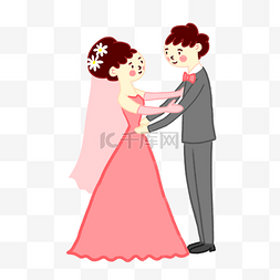浪漫新郎新娘手绘图片_手绘矢量卡通可爱小清新婚礼新郎