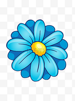 植物淡蓝色花朵卡通装饰元素