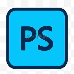 ps设计软件图片_蓝色手绘圆角ps卡通图标