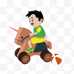小木马图片_骑着木马的小男孩矢量免抠图