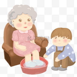 感恩的心图片_孙子在给奶奶洗脚中国式的感恩节