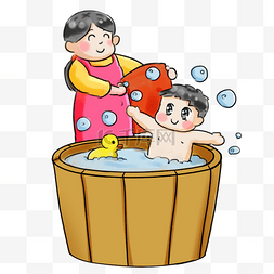 传统q版图片_2019新年过年系列卡通手绘Q版洗澡