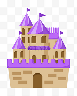 弧形门图片_紫色屋顶城堡插画