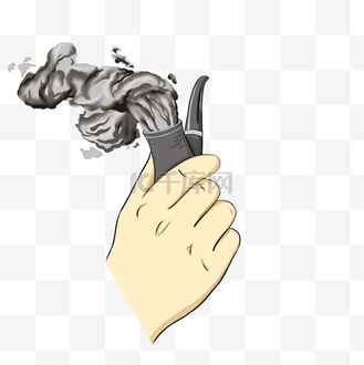 右手拿烟斗手势