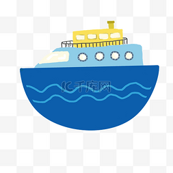 航母和海军图片_卡通手绘蓝色潜水艇插画