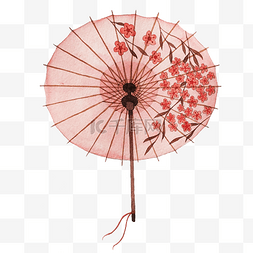 国风下雨图片_油纸伞中国风古典诗意水彩折伞PNG