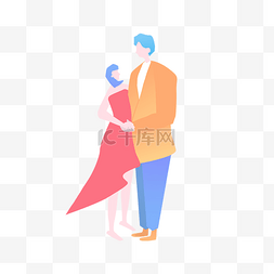 七夕海报宣传图片_情人节扁平手绘情侣素材