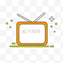 手绘屏幕图片_卡通黄色电视机标题