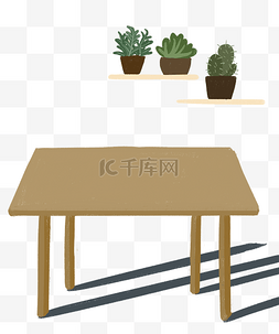 文艺小盆栽图片_手绘家具小清新免抠图