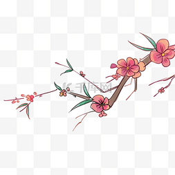 红色花枝花朵