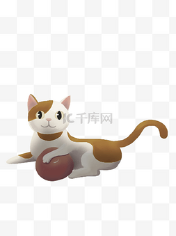 抱着小猫图片_萌宠抱着球的小猫动物设计