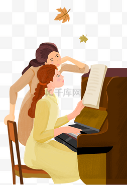 培训海报素材图片_教育主题钢琴培训插画