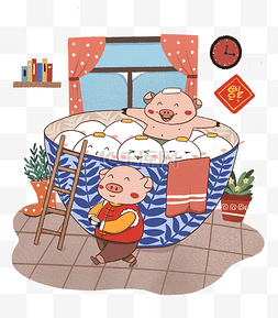 元宵节碗里的猪和汤圆