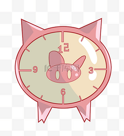 可爱卡通钟表图片_可爱的粉色钟表插画