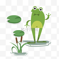 手绘青蛙插画图片_手绘打招呼的青蛙免抠图