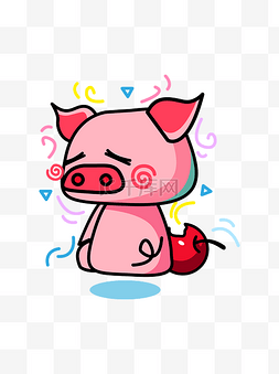 猪猪海报图片_矢量小粉猪扁平化卡通素材2019生