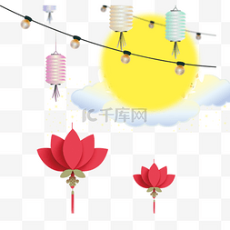 中国风图案设计图片_创意设计中秋节月亮灯笼设计