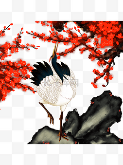 中国风手绘仙鹤可商用插画PS分层